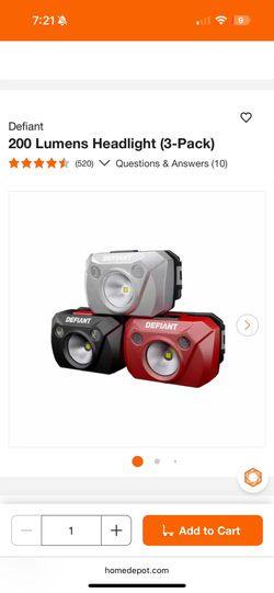 Defiant 3-pack headlights 200 Lumens