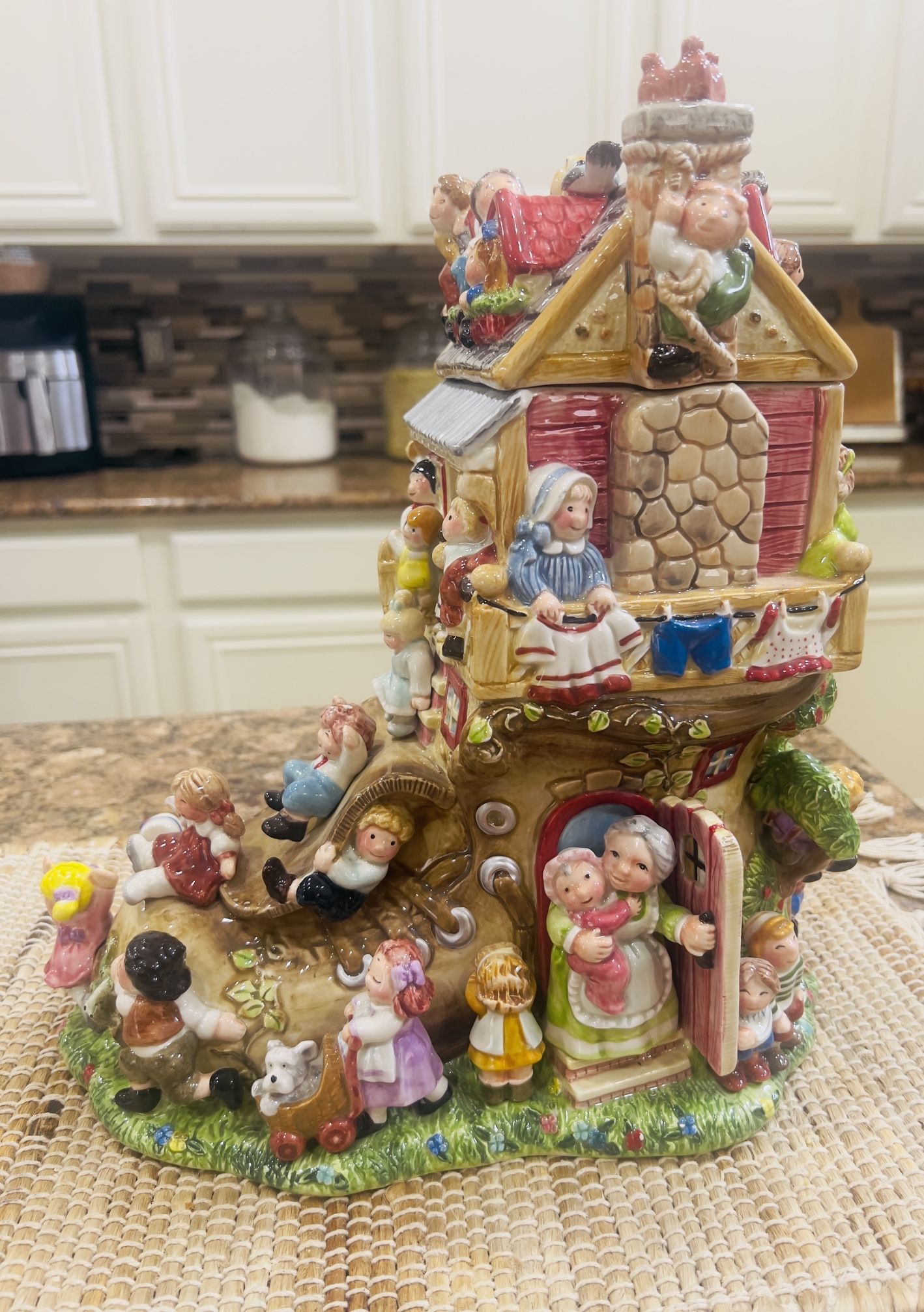 Fitz & Floyd Old Woman in the Shoe Cookie Jar signature collection