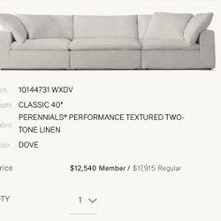Restoration Hardware Cloud Couch Perennials