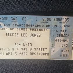 Rickie Lee Jones Ticket Stub