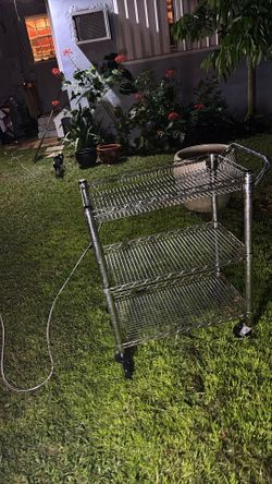 Metal Cart Three Tier On Locking Wheels