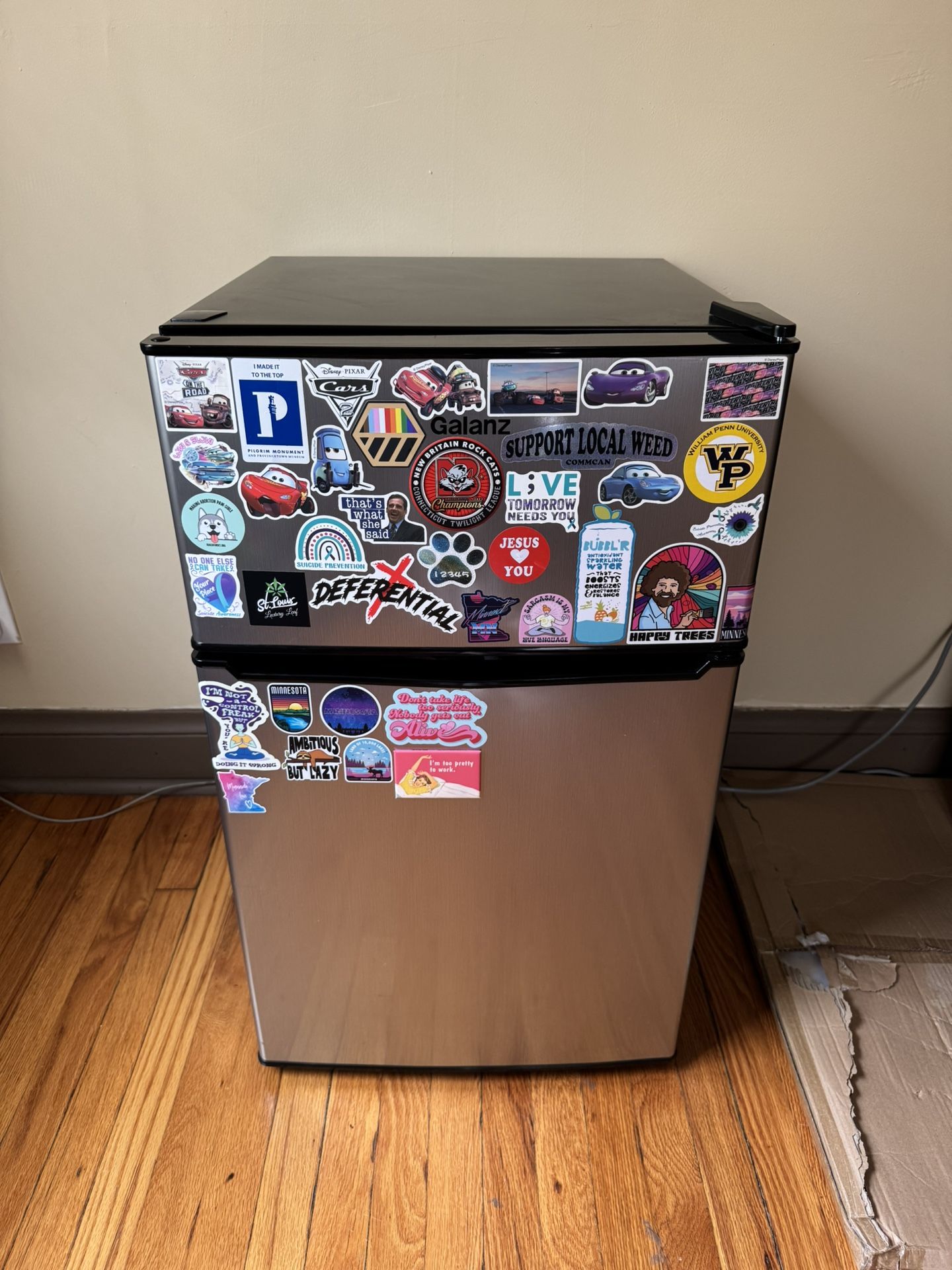 Galanz 3.1 Cu Ft Two Door Mini Fridge with Freezer