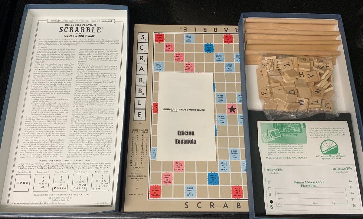 🔠✨Vintage 1960s Scrabble Crossword Board Game, original wood pieces (brand new)