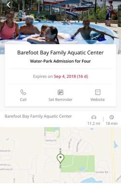Barefoot bay water park pass for 4 people