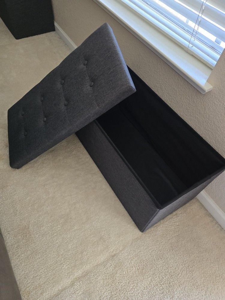 Grey Ottoman Storage Bins