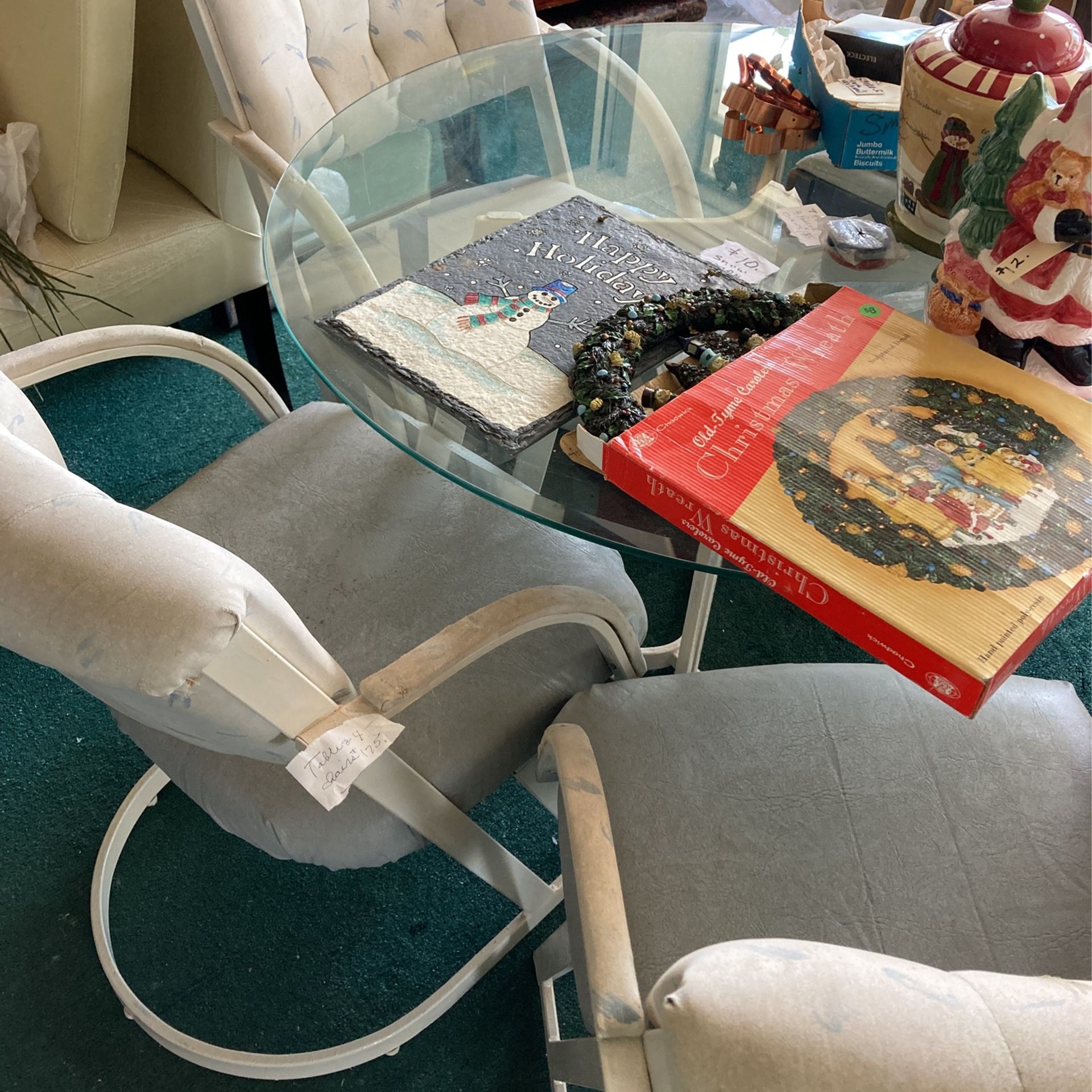 Glass Top Table With Four Padded Chairs Very Nice Condition $135 Just Reduced
