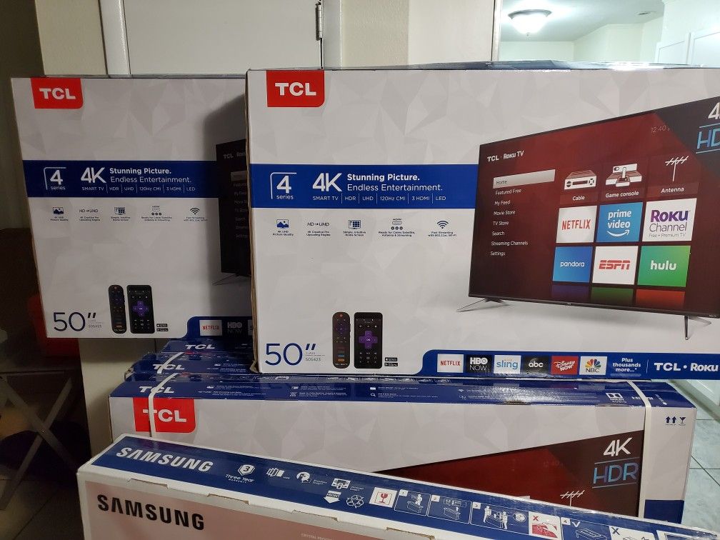 TCL 50 INCH SMART ROKU TV 4K UHD WITH HDR . BRAND NEW SEALED IN BOX WITH ALL ACCESSORIES !!! PRICE FIRM!! LOW OFFERS WILL BE IGNORED!!!