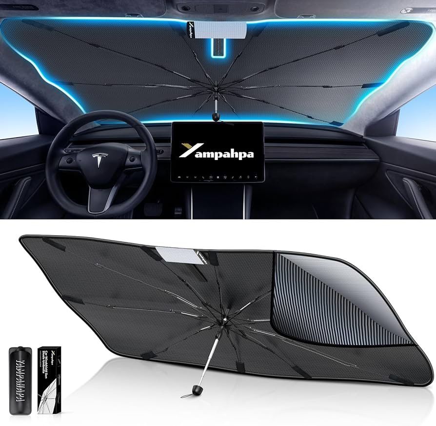 Upgrade Windshield Sun Shade Umbrella, Car Sun Shade Windshield Foldable UV Ray Reflector, Car Windshield Sun Shade Fiberglass & 360°Rotation B