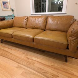Freiro Tan Brown Genuine Leather Sofa