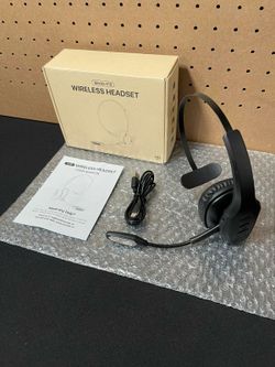 New Trucker Bluetooth Headset, Wireless Headset W/ Mic, Bluetooth Headsets W/ Dual Noise Cancelling Microphone & Mute Button, 55Hrs Working Time PC He