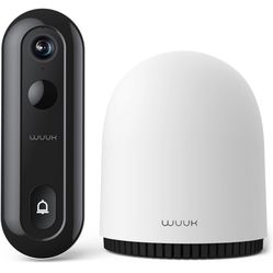 WUUK 2K Doorbell Camera, Video Doorbell Wireless/Wired, Homebase Supports Up to 8 Cams