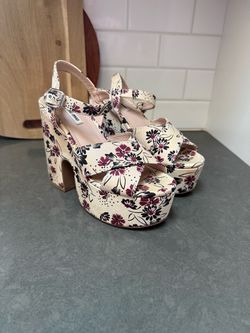 Miu Miu Floral Platform Sandal Wedges size 38.5 European
