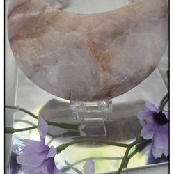 Cotton Candy Agate Crescent Moon Carving