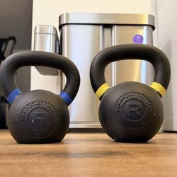 16 kg (35 lb) + 12 kg (26 lb) Kettlebells – $50 for both or $30 each