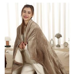 NEW Heated Electric Throw Blanket, Tan