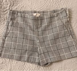 LOFT Black and White Plaid Shorts