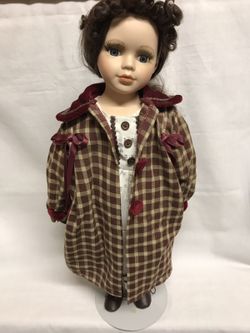 15" tall winter dress porcelain doll