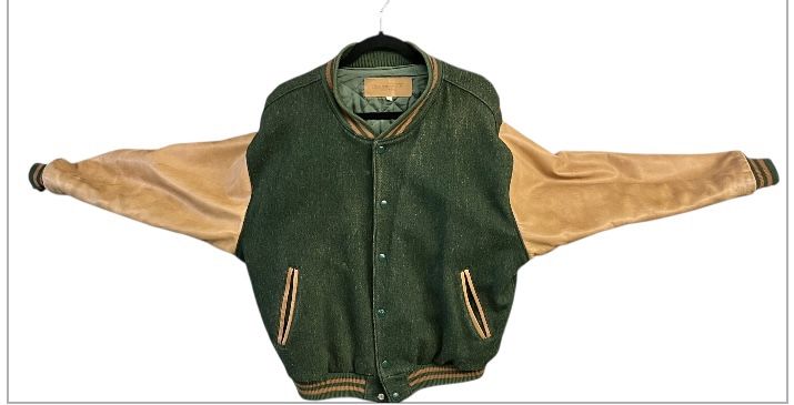 Vintage J Peterman leather,wool Varsity Jacket size L