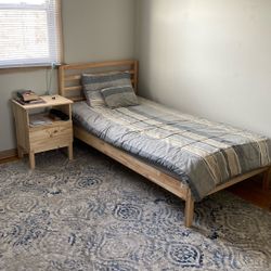 IKEA twin bed frame and nightstand