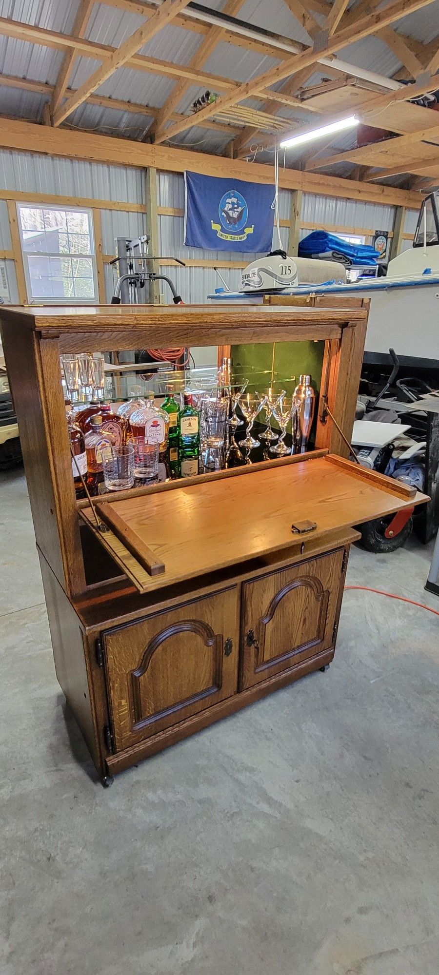 Refinished Oak Liquor Cabinet