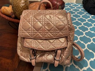 Small Rose Gold Quilted Backpack