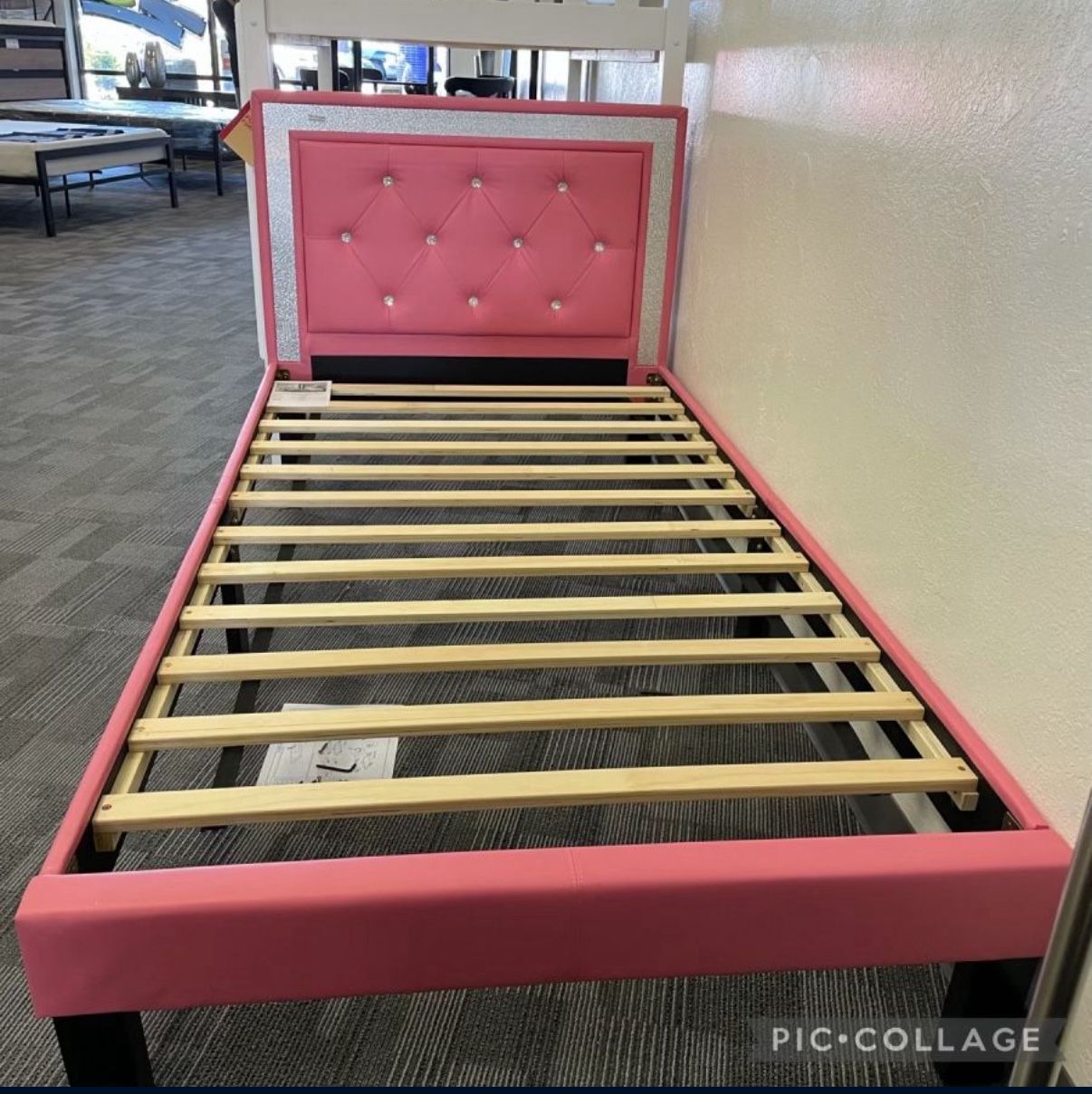 Twin Platform Bed Frame Pink