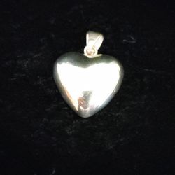 1.4" x 1" Solid Sterling Silver Heart Pendant. Made in Mexico, Taxco