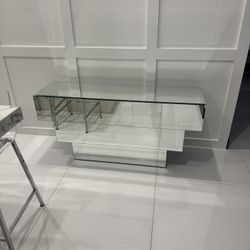 Vintage contemporary mirror console table - 54” x 16” x 26” 
