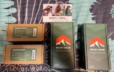 Brand New Rocky Talkie Expedition Radio Kit - 2 Radios and 2 Hand Mics *SEALED*