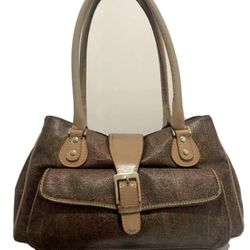 Vintage ETRO Purse Bag Paisley Women Shoulder Coated Canvas Leather