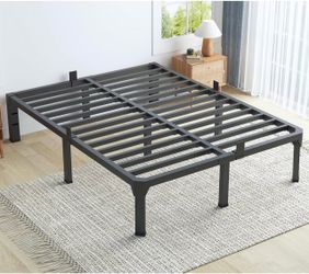 18 Inch Queen Metal Bed Frame with 4 pcs Mattress Stopper Easy Assembly, Noise Free, Headboard holes, Under bed Straoge, Heavy Duty Platform Support 3