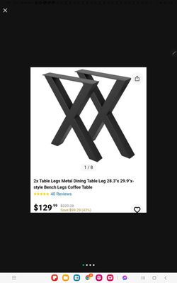 Table Legs 28.3" Inch X Shape Dining Table Desk 2pc Heavy Duty Stainless Metal