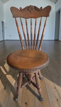 Vintage Adjustable Piano Stool with Cast Ball & Claw Feet  #2