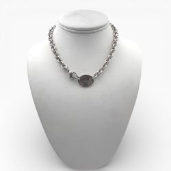 Tiffany & Co. Oval Tag Pendant Sterling Silver with Rolo Chain 14" Necklace. (Pre-Owned)