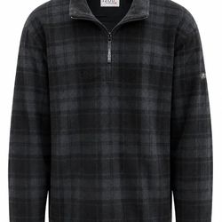 Fleece pullover, IZOD, quarter-zip plaid