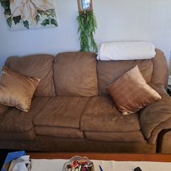 Light Brown Suede Couch And Loveseat