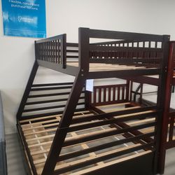 Brown Twin Over Full Wood Bunk Bed 