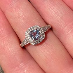 Blue Topaz Rose Gold Ring S925 Sz7 & 8