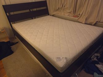 IKEA Queen Size Dark Wood Bed Frame