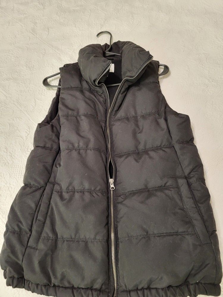 Old Navy Women's Jacket Vest Size M Black Puffer Full Zip Polyester Filler