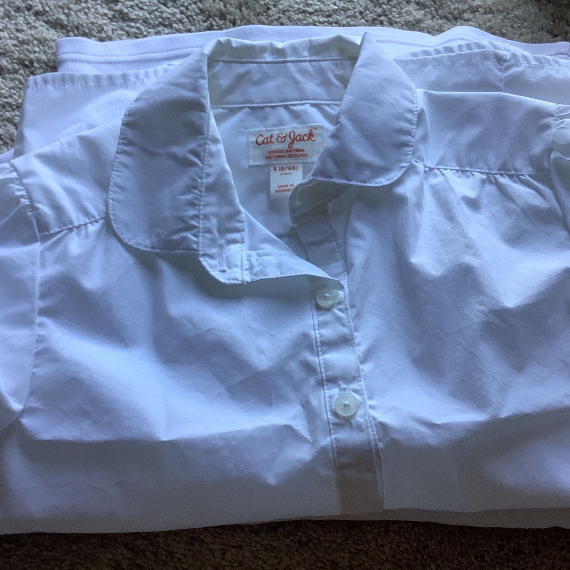 4 Cat & Jack White Short Sleeve School Uniform Shirts Size 6 Or 6X