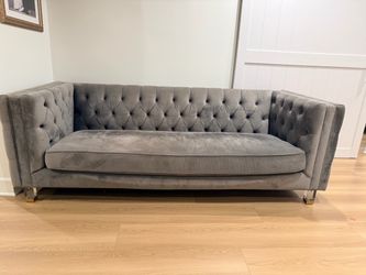 Gray sofa tufted tuxedo sofa
