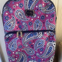 Vera Bradley Pink Paisley Boysenberry Medium Rolling Carry-on Travel Bag