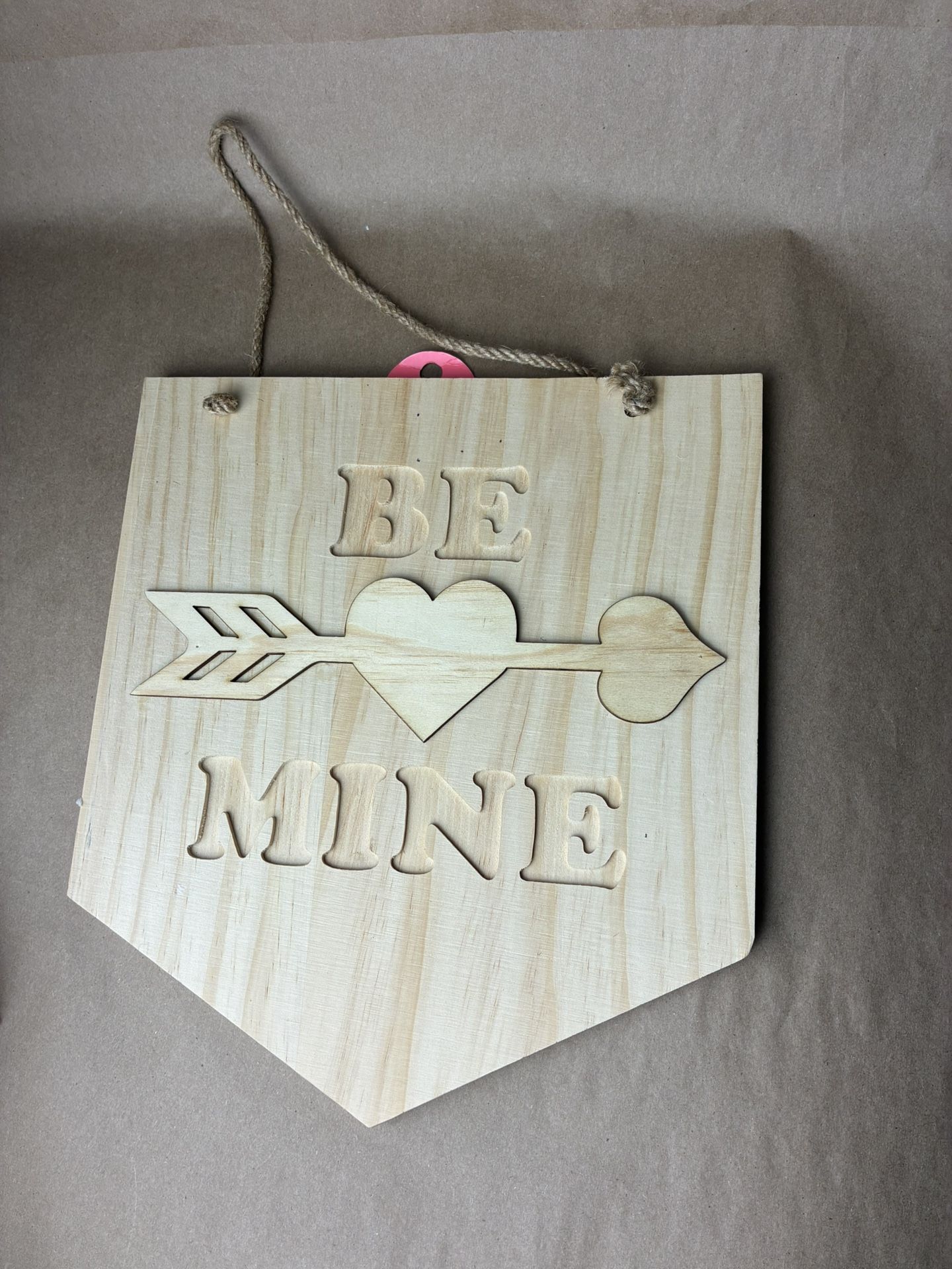 Be Mine Hanging Wood Sign Banner/Pennant 11" x 10" x .4"