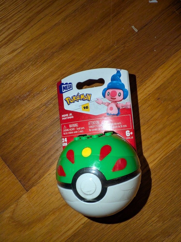 MEGA Construx Pokemon Mime Jr Poke Ball, 24 Piece Buildable Pokemon Figure