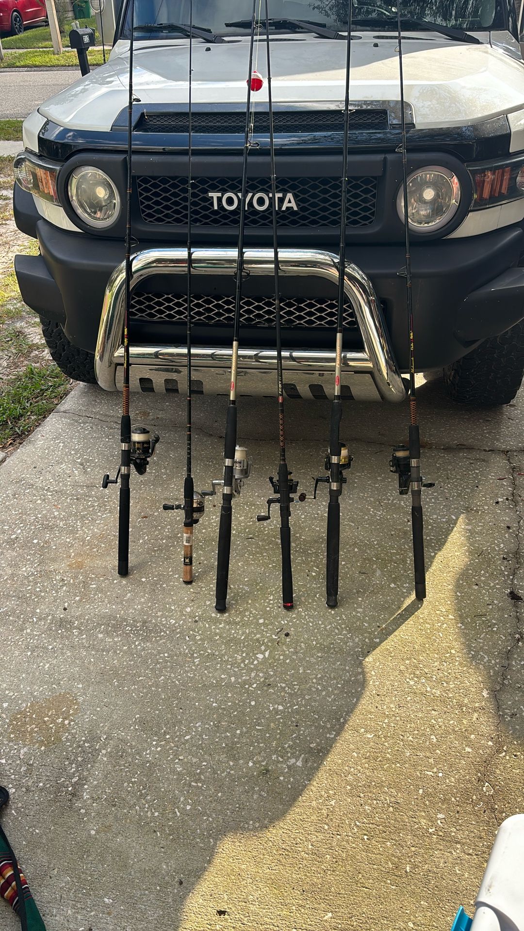 6 Fishing Poles Rods And Reels