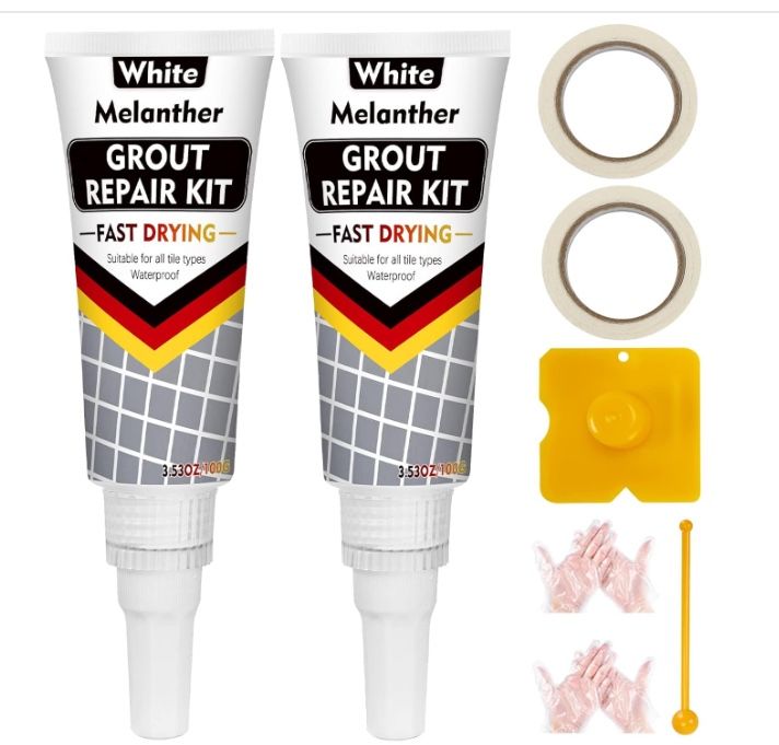New Grout Filler Tube | 2 Pack Tile Grout Paint for Bathroom Shower Floor, Fast Drying Grout Repair Kit