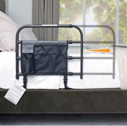 Stander EZ Adjust Bed Rail, Adjustable Senior Bedrail and Safety Assist Railing for Elderly Adults with Organizer Pouch, ASTM Safety Approved Guard-Ra