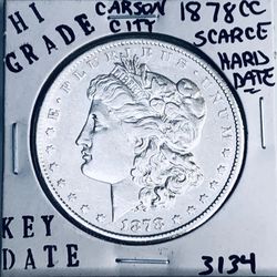 1878 CC MORGAN SILVER DOLLAR HI GRADE GENUINE U.S. MINT RARE KEY COIN
