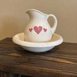 Ceramic Water Pitcher And Bowl